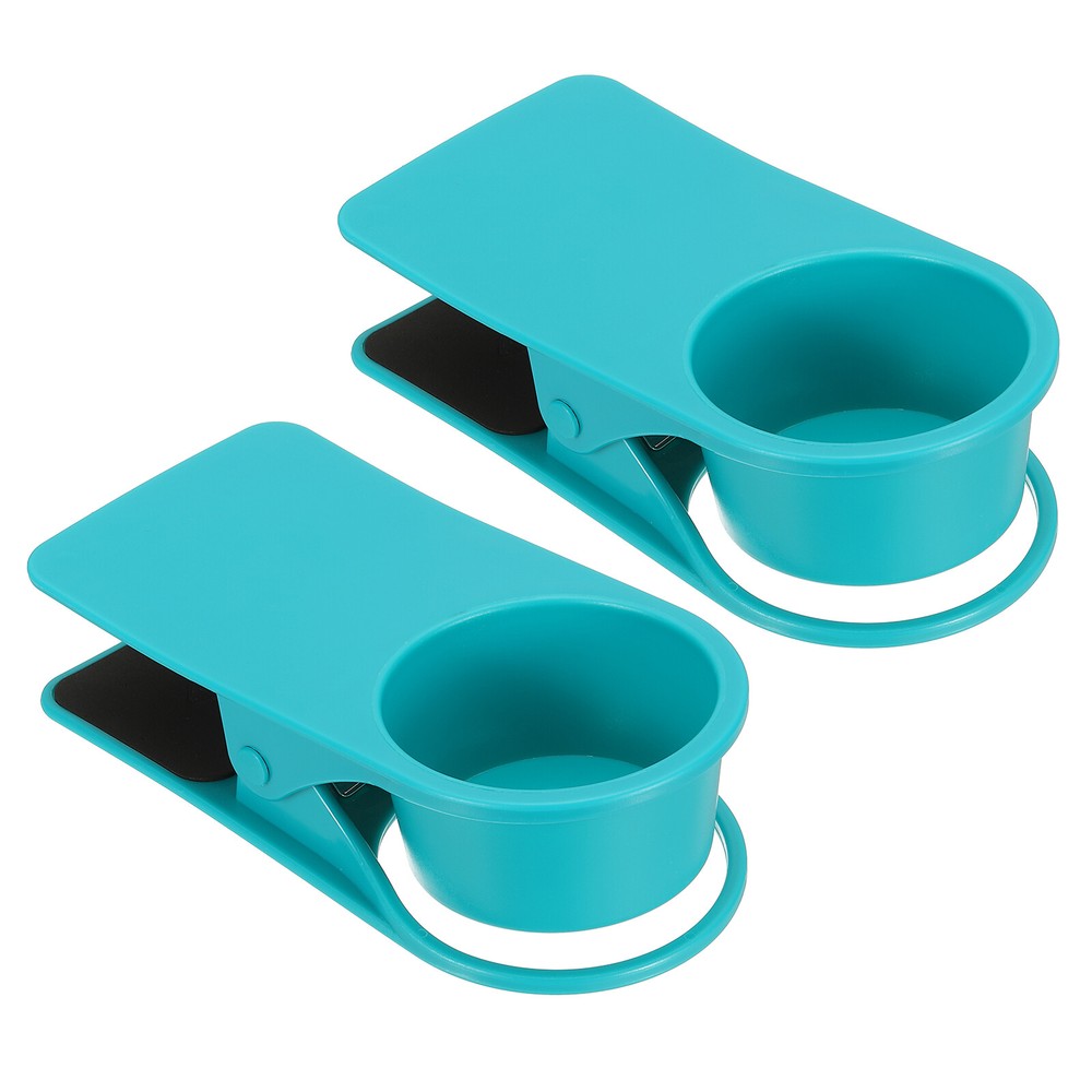 Clamp on Table Bottle Clip Couch Holder for Desk Chairs Coffee Mug, Blue, 2 Pcs