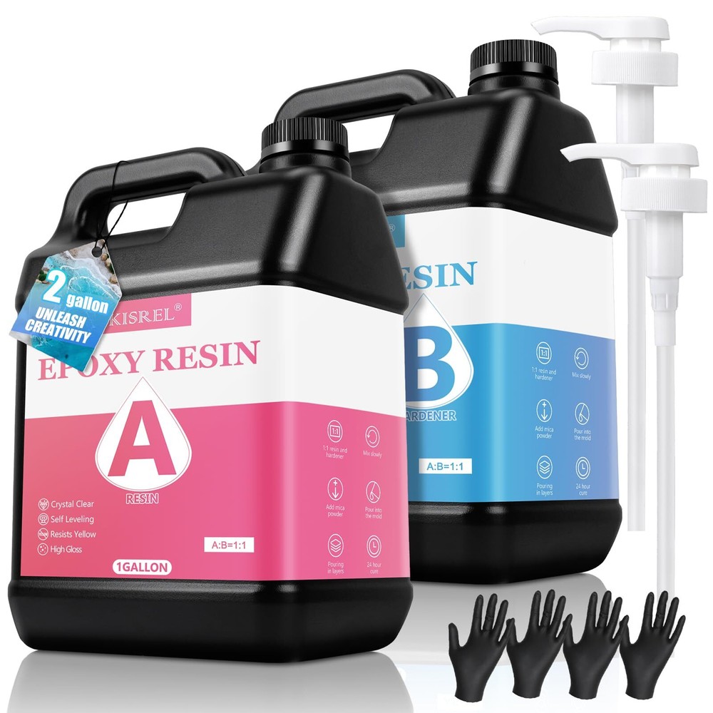 Crystal Clear 2 Gallon Epoxy Resin Kit for Crafts – No Yellowing No Bubbles