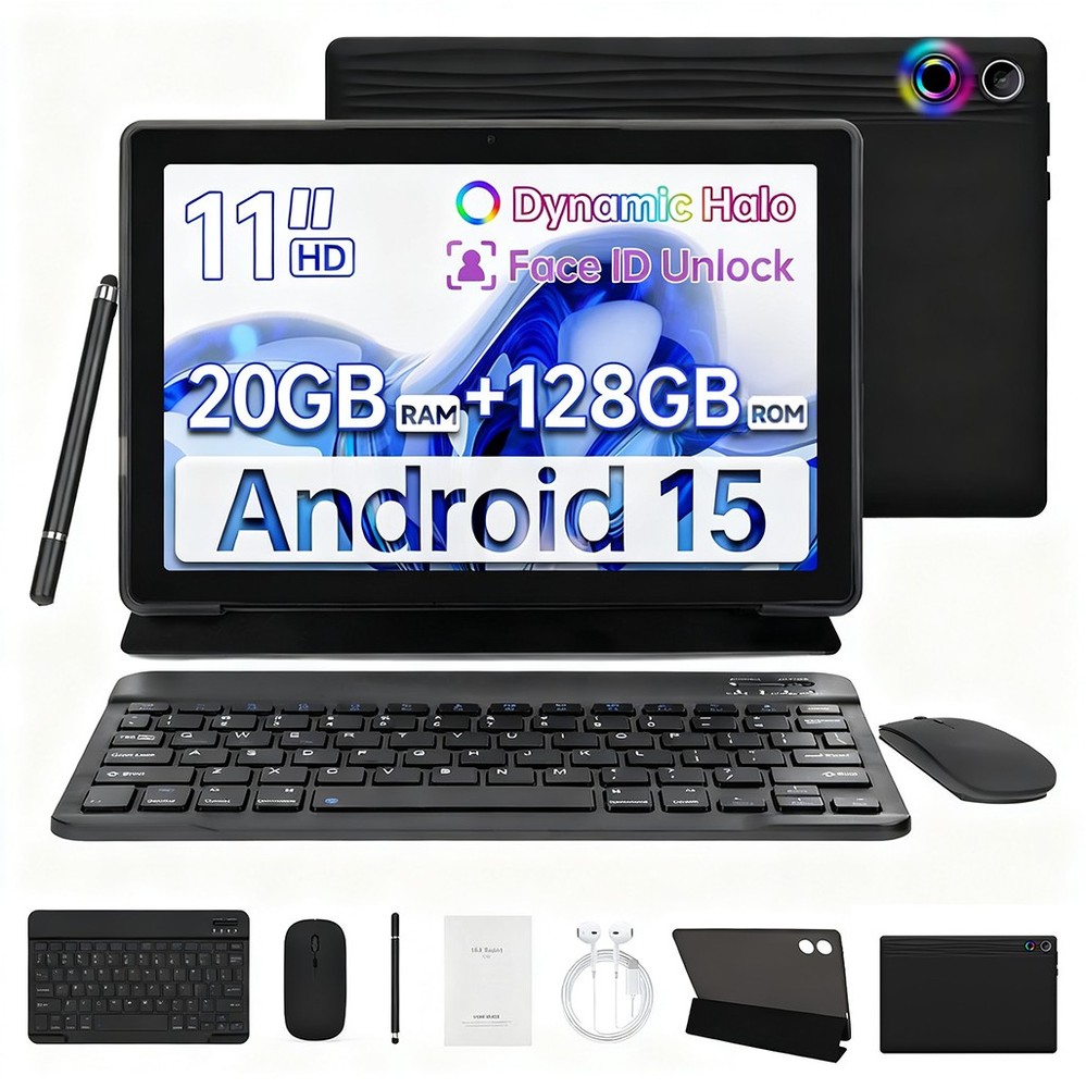 11'' Android 15 Octa-Core 24GB RAM 128GB ROM Tablet with Keyboard/Mouse/Stylus