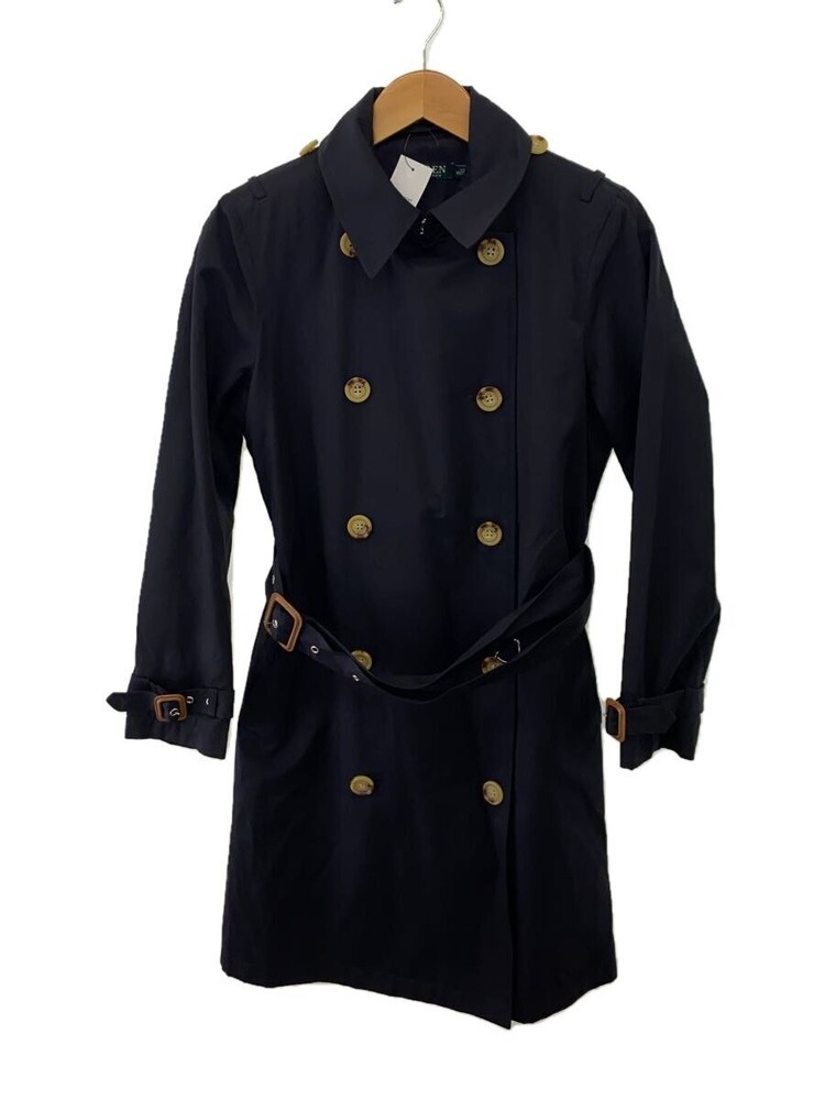 Lauren Ralph Trench Coat/Xs/Cotton/Nvy/Plain 60301