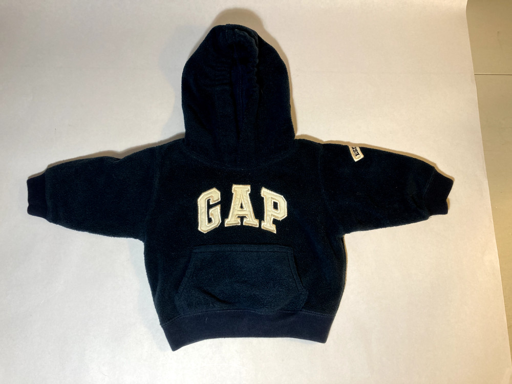 Vtg Baby Gap Navy Blue Fleece Arch Logo Hoodie Pullover Infant 3-6 Months 1969