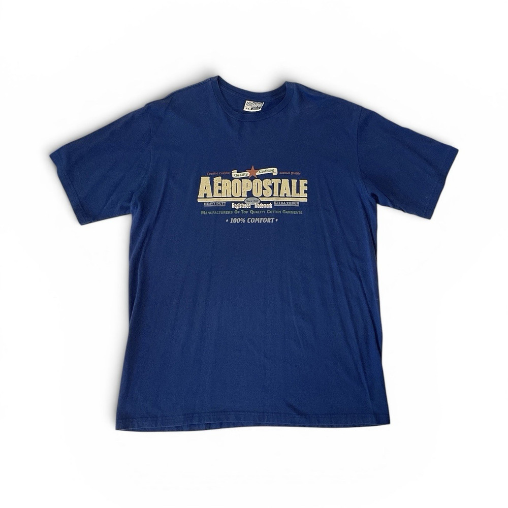 Vintage Y2K Aeropostale Graphic T Shirt Blue Logo Tee Men’s XL