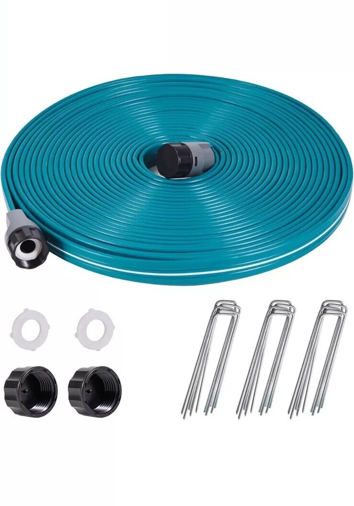 LINEX Sprinkler Soaker Hose 50 ft for Garden Lawn Watering Hose With Hose Stakes