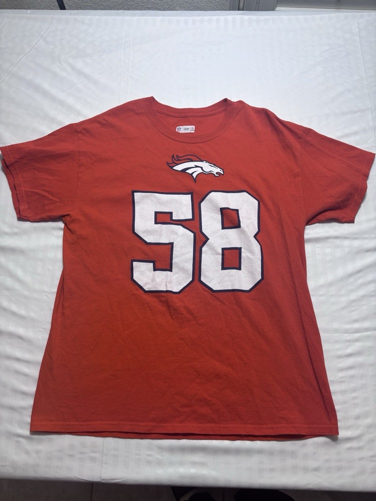 Denver Broncos #58 Von Miller NFL Apparel T-Shirt Orange Men's Size Large