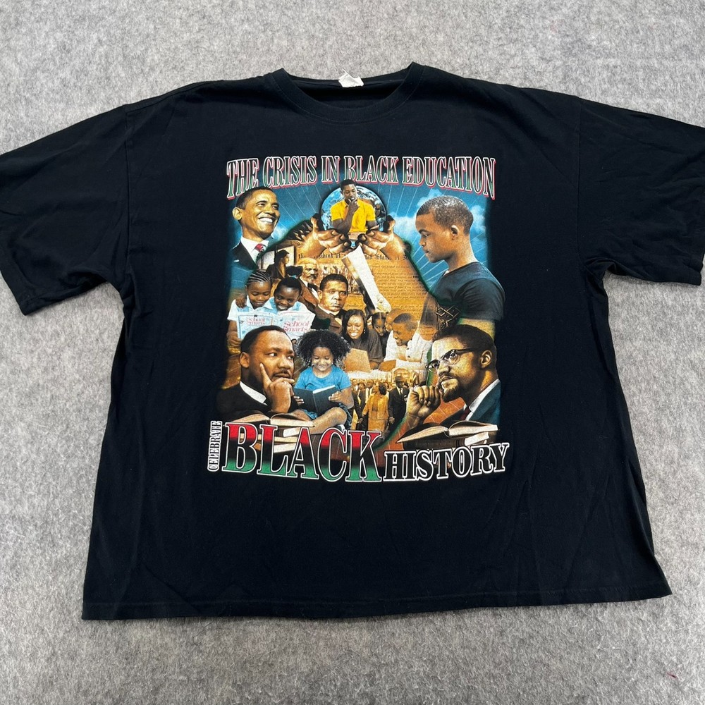 Vintage Black History Month MLK The Crisis in Black Education Black T Shirt 2XL