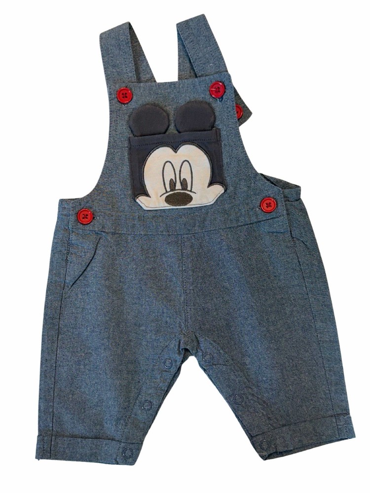 Disney Baby Mickey Mouse Overalls 0–3 Months Blue Cotton Snap Legs