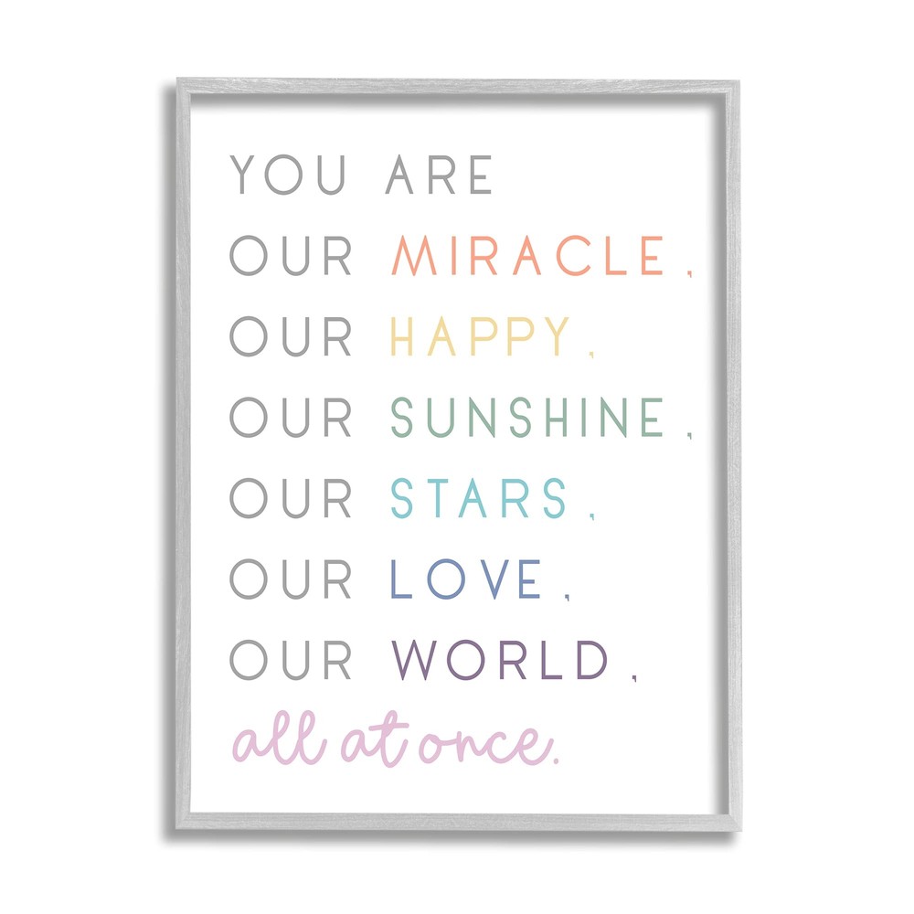 You are Our Miracle List Family Phrases, Designed by Anna Quach Gray Framed W...