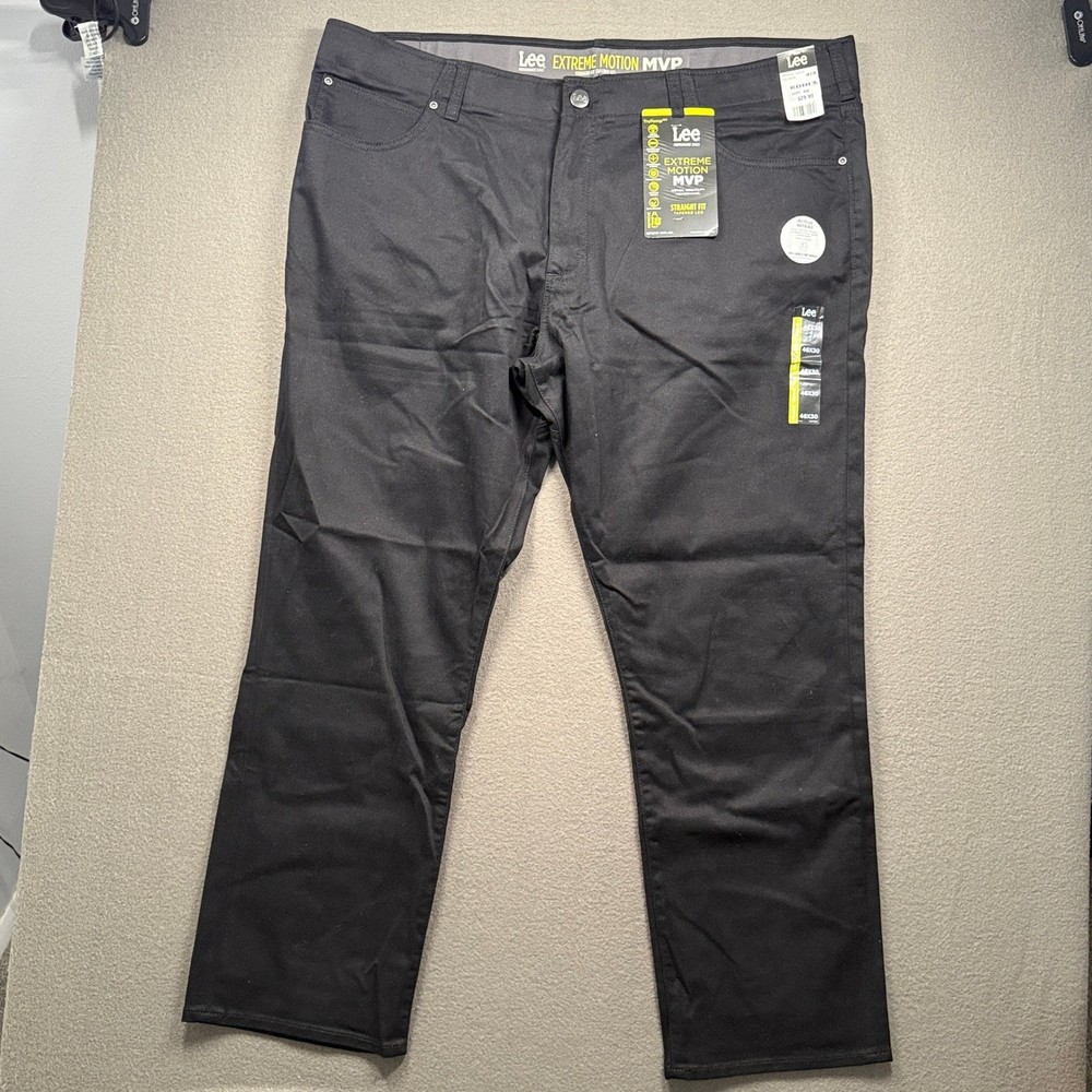 Lee Extreme Motion MVP Pants Mens 46x30 Black Straight Tapered 102108235