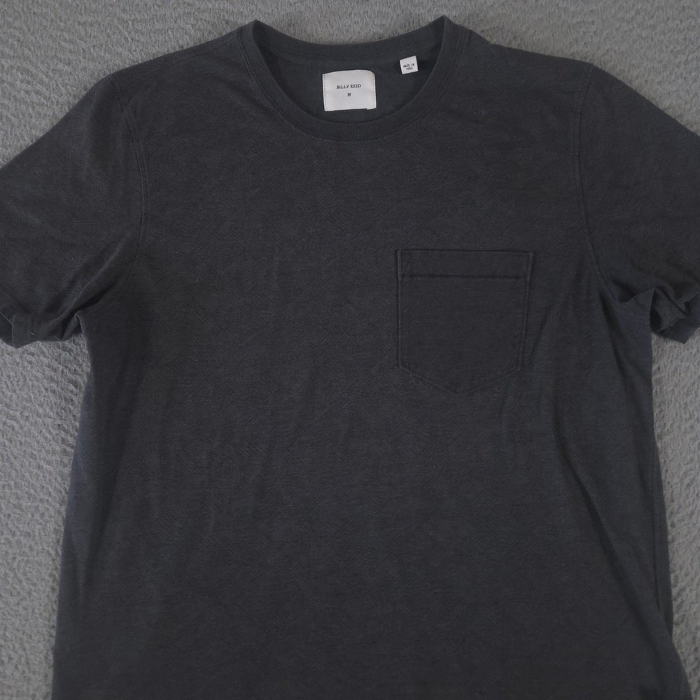 Billy Reid Shirt Mens M Gray Cotton Blend Short Sleeve Pocket Basic Tee Casual