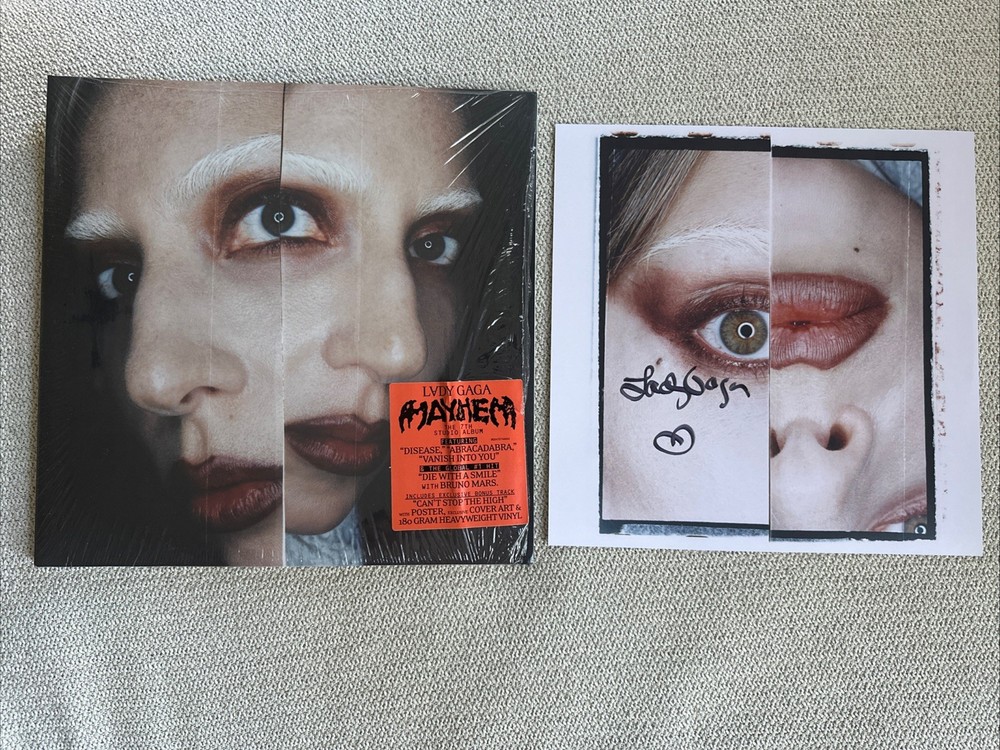 Signed Lady Gaga Mayhem Vinyl Lp Autograph Alternate Insert Disease Abracadabra-image