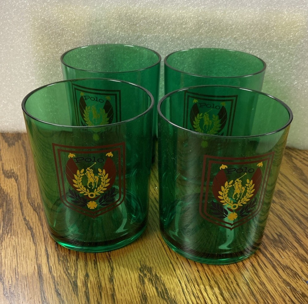 Vintage Ralph Lauren 4 Polo Signature Club Glasses 14 oz. Acrylic