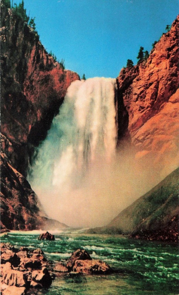 The Lower Falls of the Grand Canyon of Yellowstone National Park WY - Postcard
