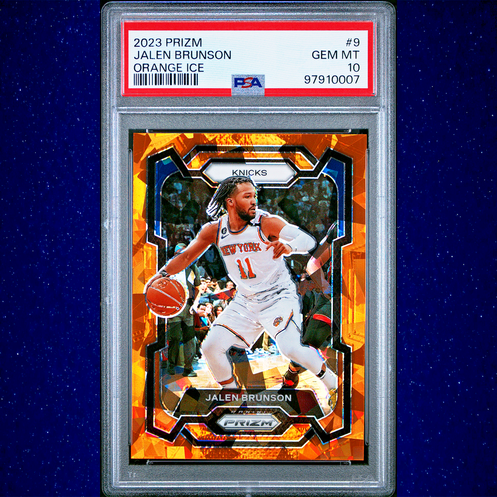 Jalen Brunson 2023 Panini Prizm #9 Orange Ice PSA 10