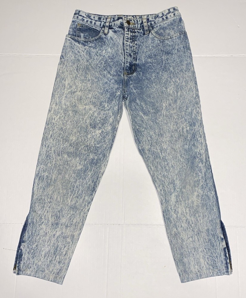 Vtg 80s Georges Marciano Guess Jeans Women’s 30 Acid Wash High Waist Ankle Zip