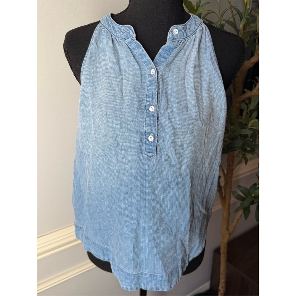 Cloth & Stone Anthropologie Chambray Tencel Sleeveless Blouse S