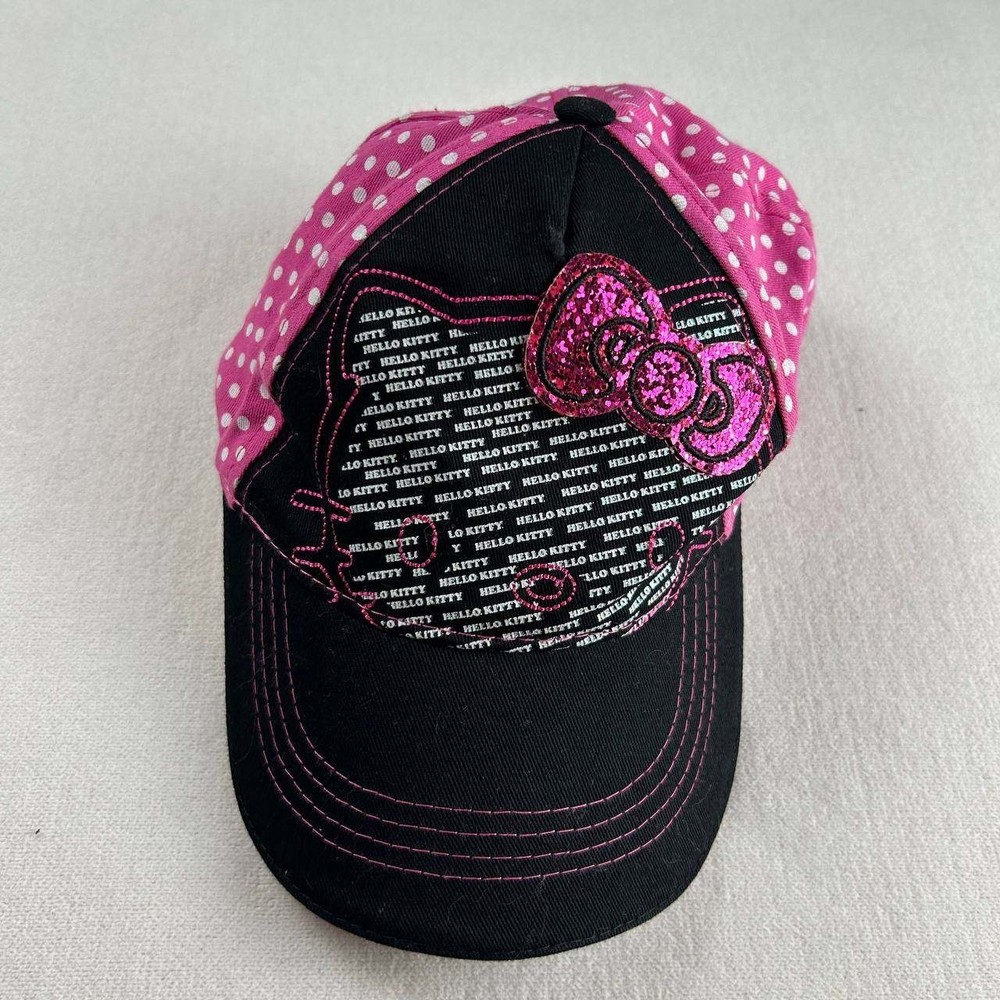 Vintage Hello Kitty Sanrio Polka Dot Baseball Trucker Hat Snapback Youth Girls