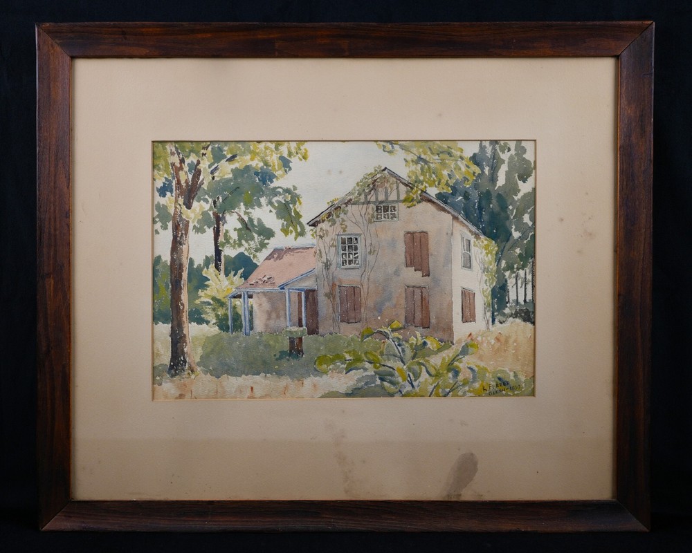 Vintage Framed Original Landscape Watercolor Painting 