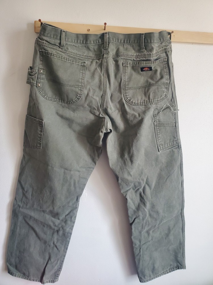 Dickies Carpenter Pants for Men Olive Green Bootleg 40x32