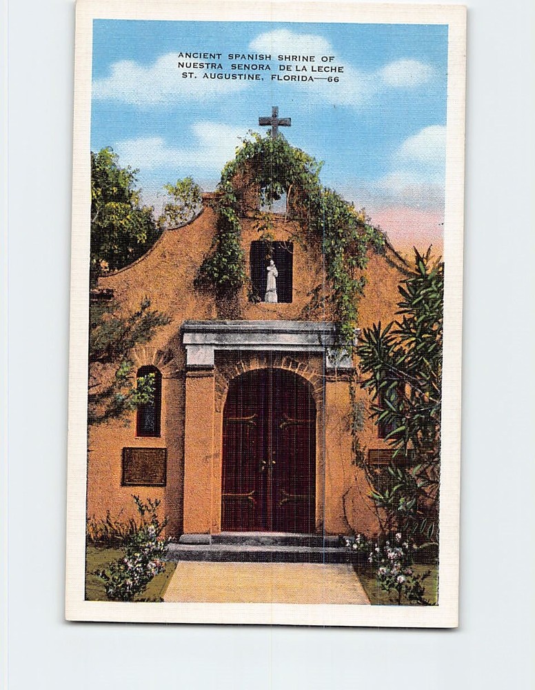 Postcard Ancient Spanish Shrine of Nuestra Senora de la Leche Florida USA
