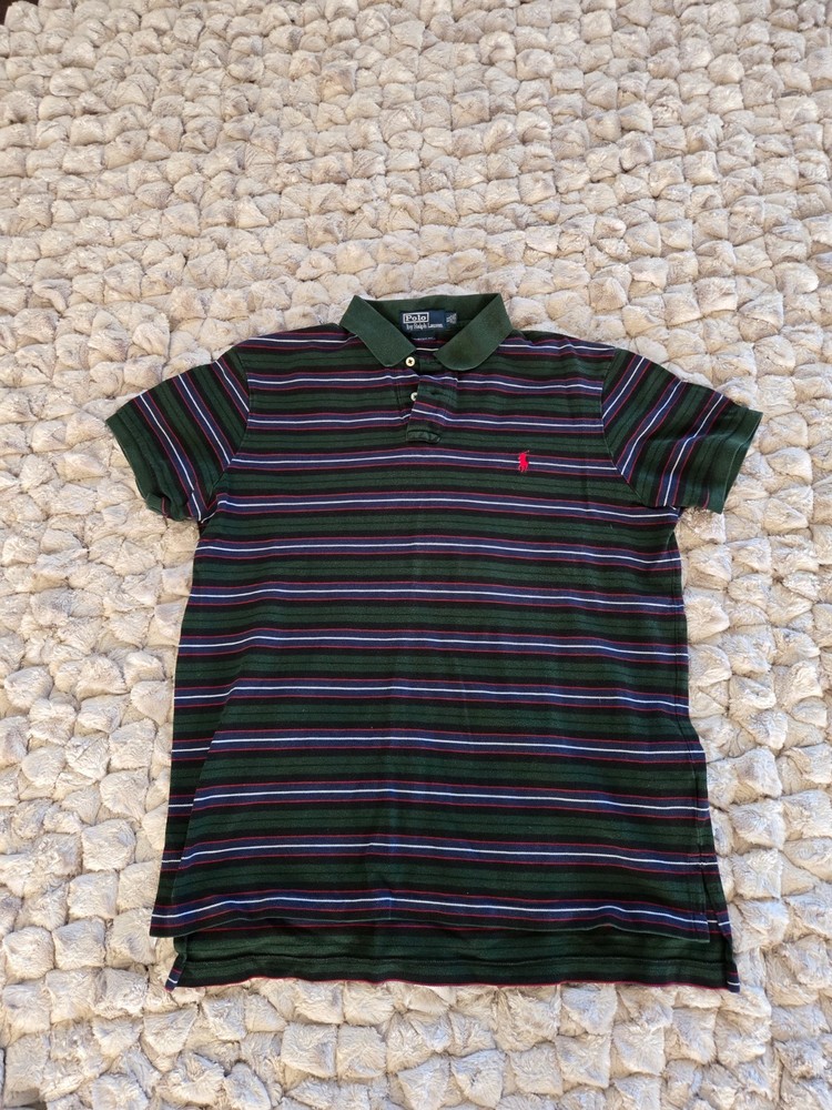 Vintage Polo Ralph Lauren Striped Color Block Multicolor Polo Shirt Size XL