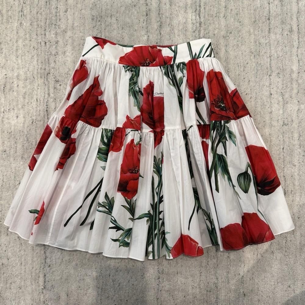 Dolce & Gabbana Poppy Cotton Mini Skirt IT42 US6