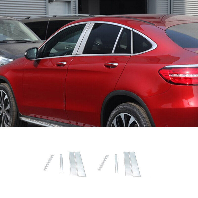 For Mercedes-Benz GLC 2017-2021 Silver Steel Bc Pillar Panel Window Trim Covers