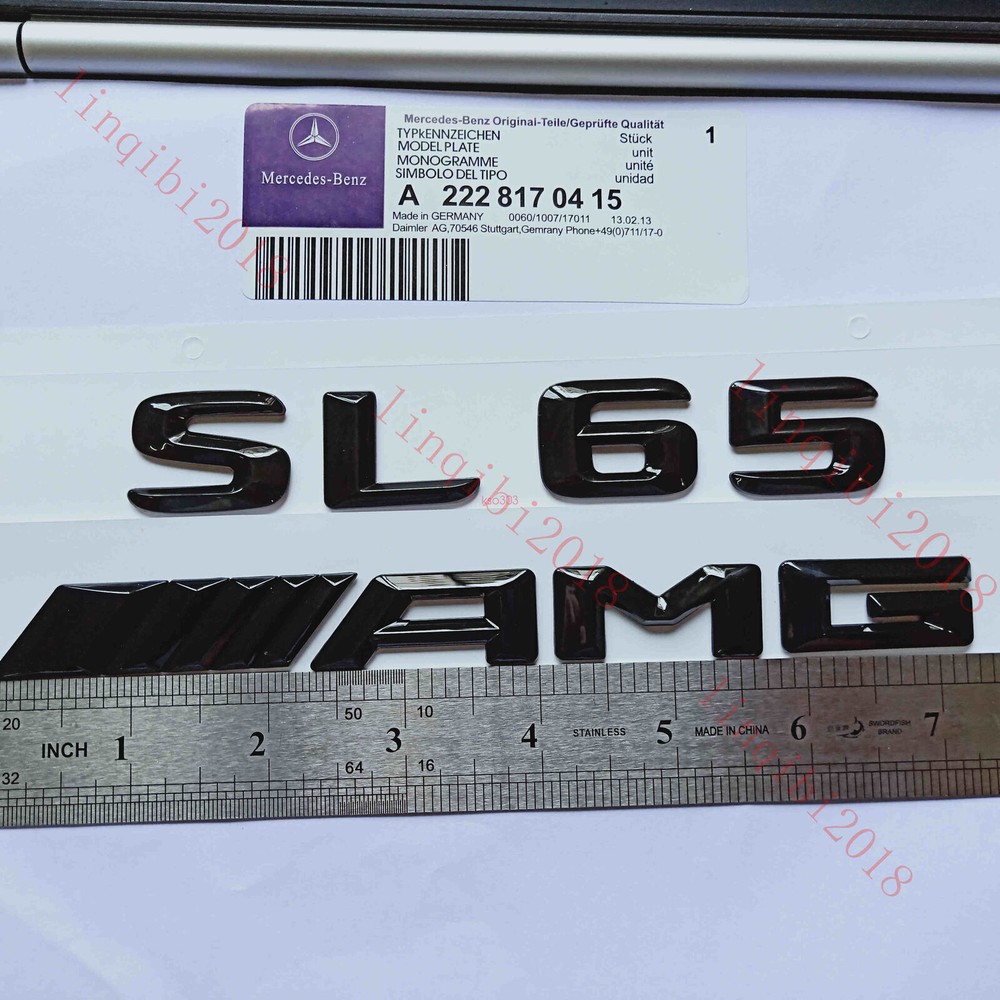 Gloss Black 3D Number Letters Rear Trunk Badge Emblem for Mercedes Benz SL65 AMG