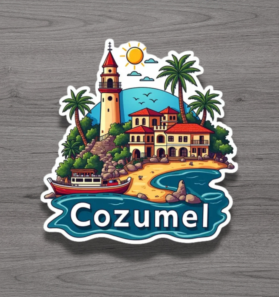 Cozumel Mexico Fridge Magnet or Laptop Sticker