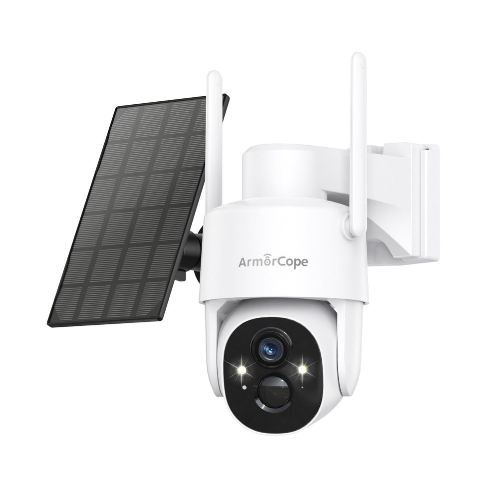 Solar Security Cameras Wireless Outdoor,360° View Battery Powered with Spotli...