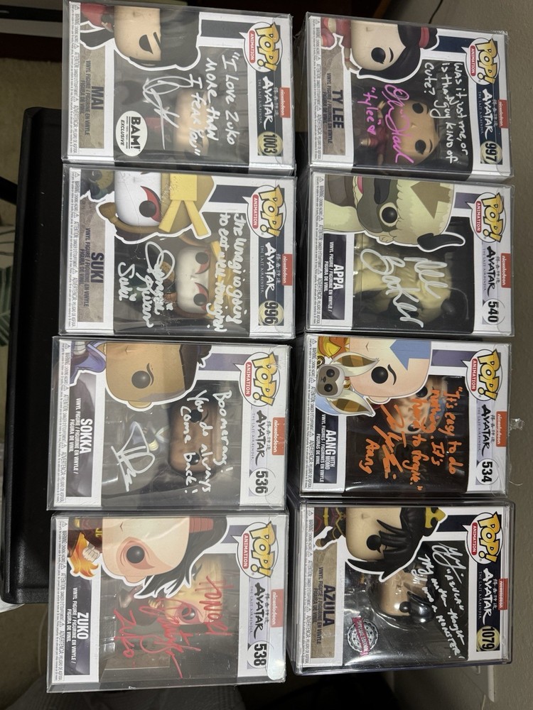 Lot of 8 Autographed Funkos From Avatar: The Last Airbender