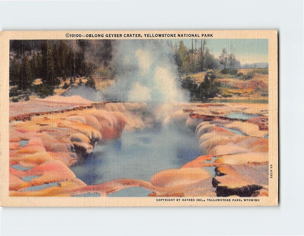 Postcard Oblong Geyser Crater Yellowstone National Park Wyoming USA