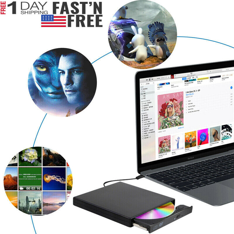 USB 3.0 DVD CD±RW External Writer Drive Burner Reader Player For Laptop Dell Mac