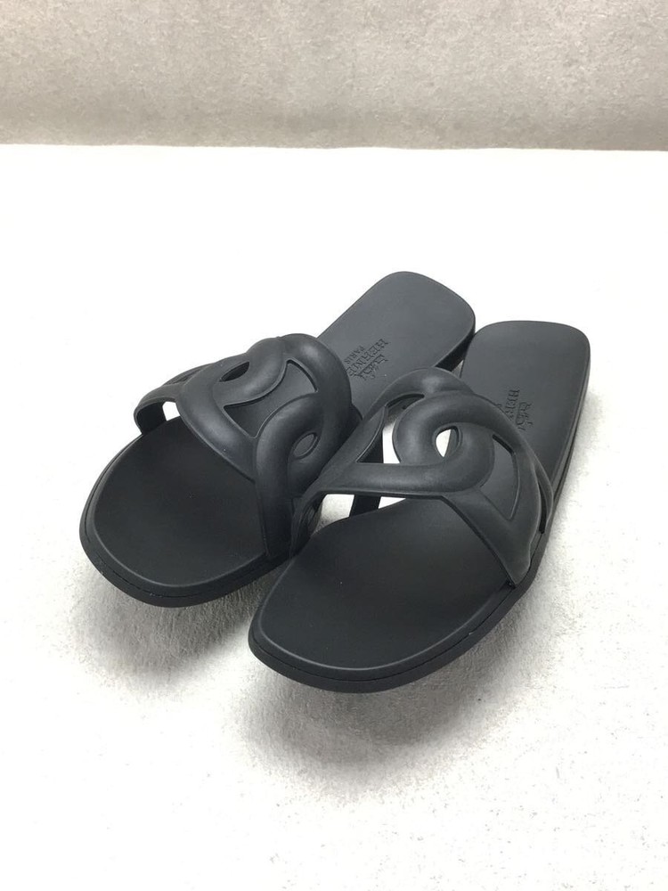 Authentic HERMES Aloha Sandals Black Rubber Size EU 36 Preowned F/S
