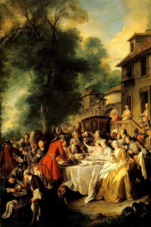 Hunt Luncheon Celebration 1737 French Painting by Jean Francois Troy Reproduction