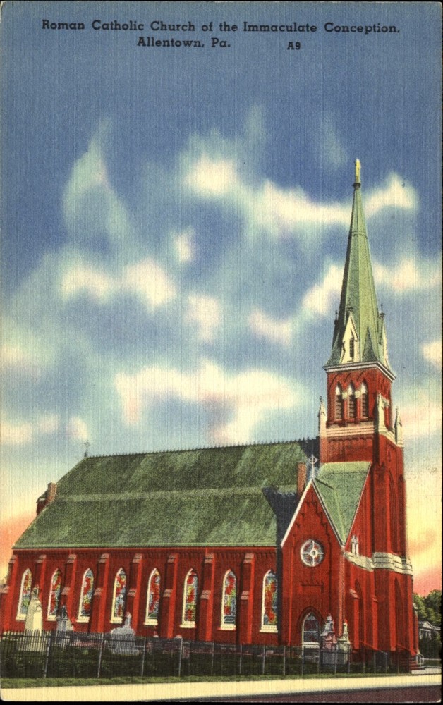Roman Catholic Church of the Immaculate Conception~ Allentown PA ~ 1940s linen