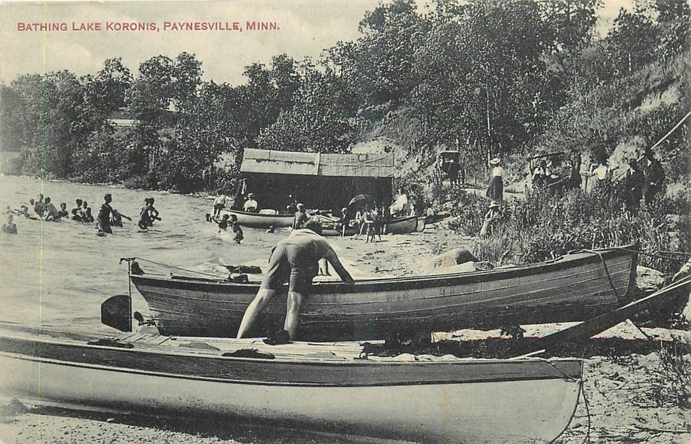 c1910 Paynesville Minnesota Bathing Lake Koronis people Gresme Postcard 26-3634