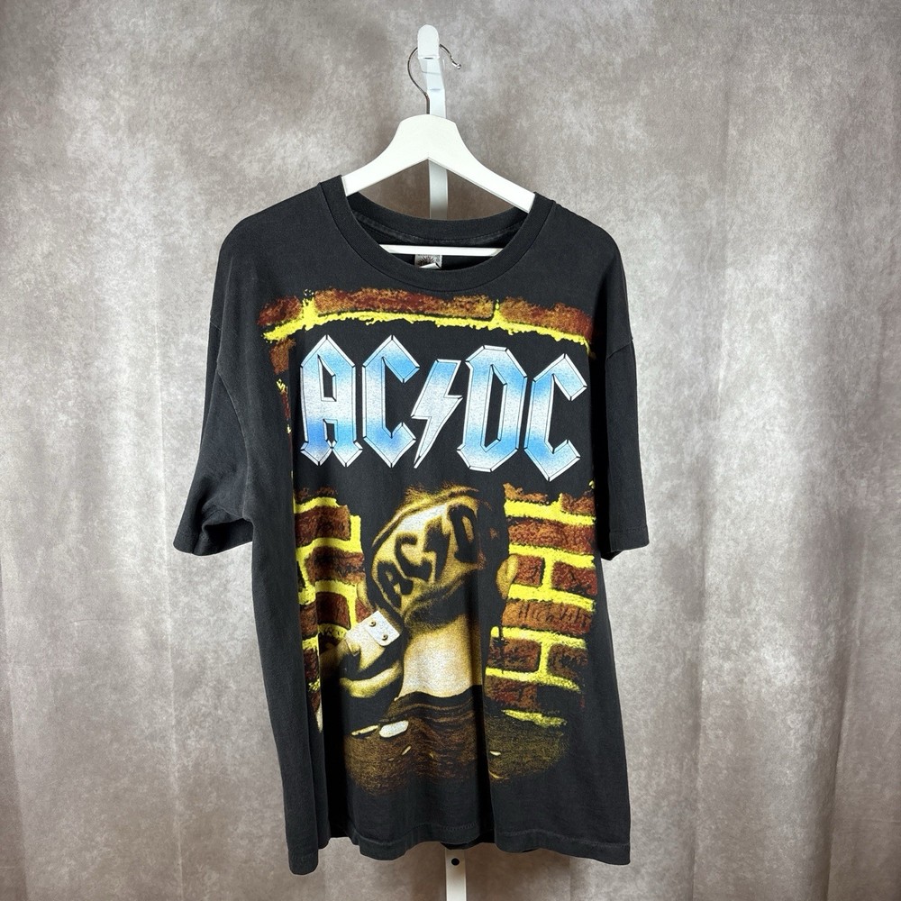 RARE - Vintage 90s Y2K Single Stitch ACDC Punk Rock Band Tour Promo BOOT Tee