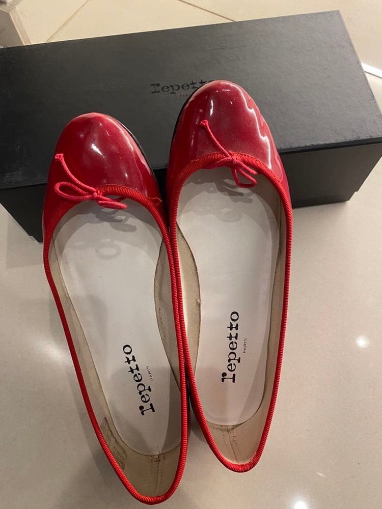 Rare Repetto Red Ballet Flats with Ribbon - Size 38