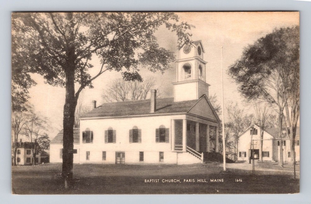 Paris Hill ME-Maine, Baptist Church, Religion, Antique, Vintage Postcard
