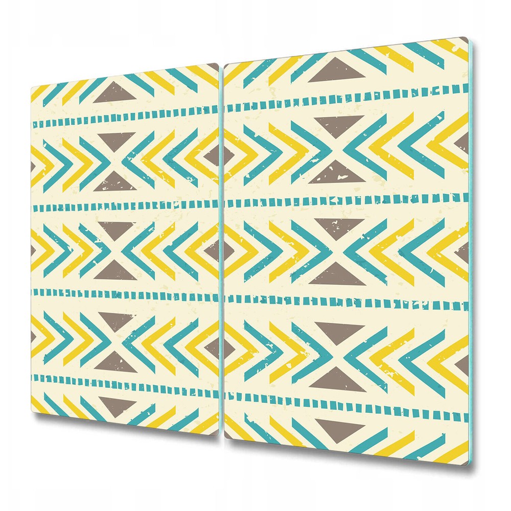Glass Kitchen Chopping Board Geometric boho brown and yellow art 2x30x52