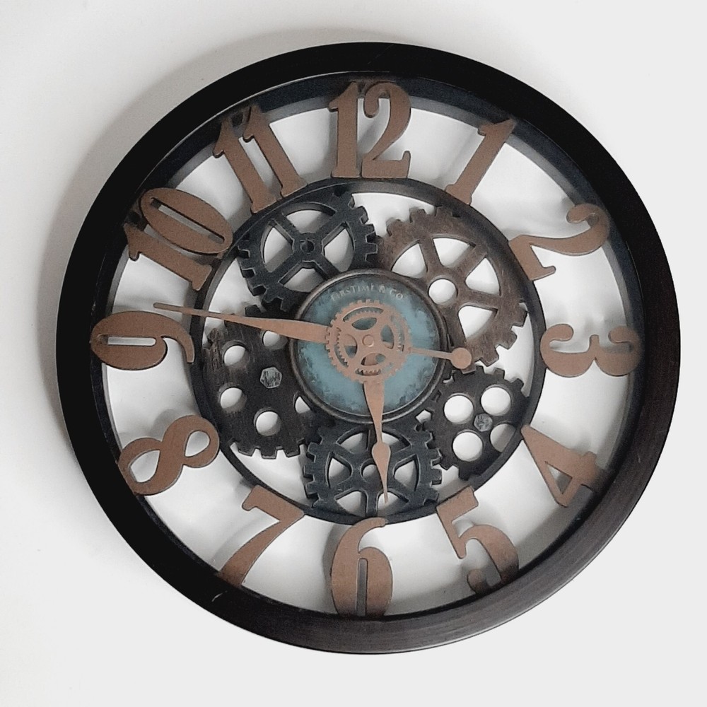 FirsTime & Co. Roman Gear Wall Clock, Oil Rubbed Bronze, 14
