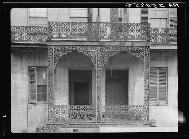 Photo:Mobile Alabama 1937 Old House Ironwork Balcony Porch Photo