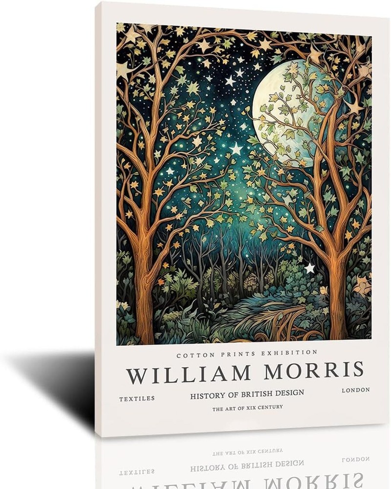 William Morris Poster Wall Art Textiles Art Vintage Poster Moon and Stars