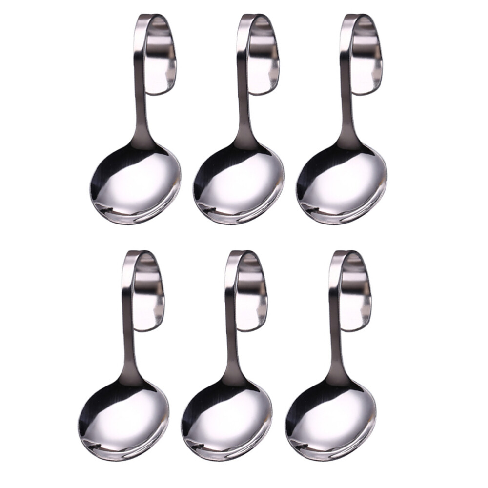 6 Pcs Stainless Steel Curved Handle Spoon Kitchen Skimmer Coffee