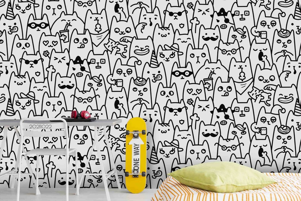 3D Abstract Doodle Animal Self-adhesive Removable Wallpaper Murals Wall 645