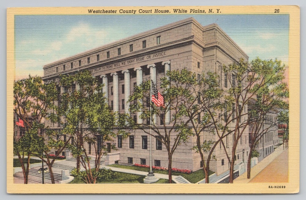 Westchester County Court House White Plains New York NY Postcard Linen