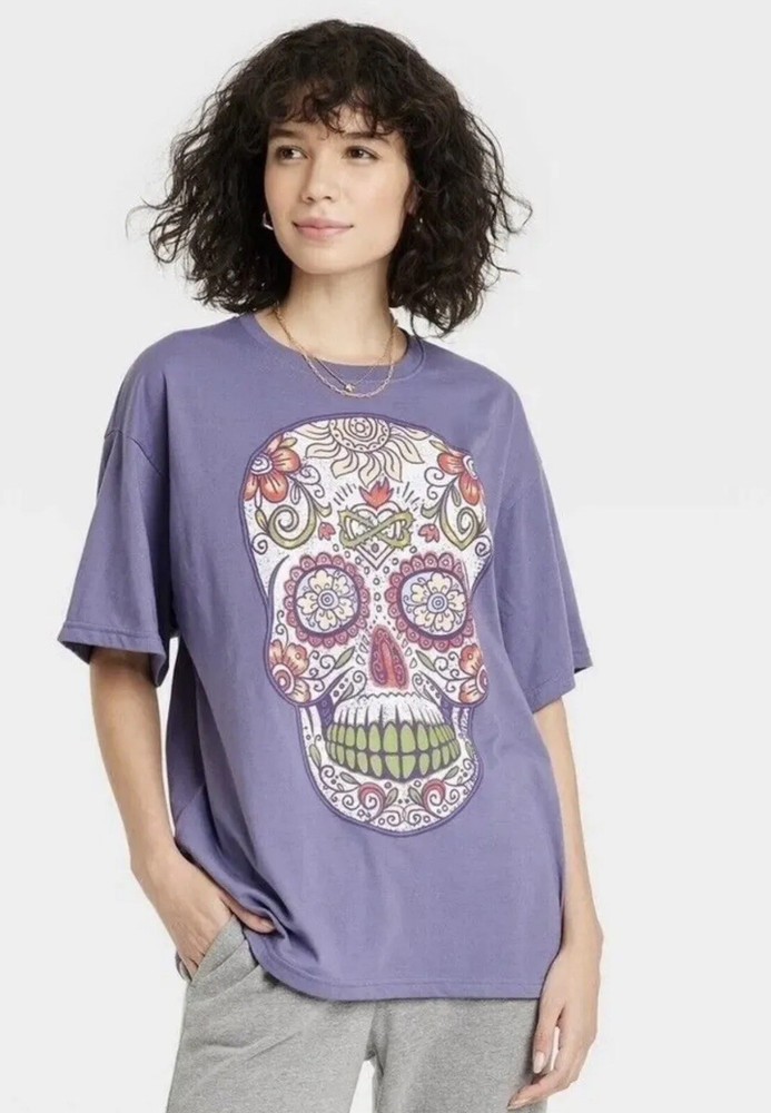 Day Of The Dead Shirt  Dia De Los Muertos Sugar Skull Short Sleeve T-Shirt  XL