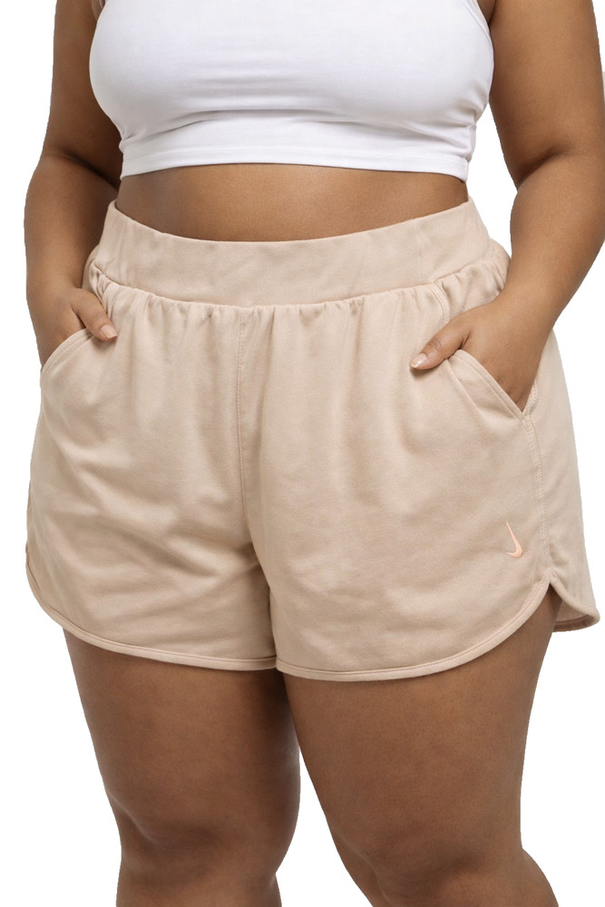 Nike Dri FIT Womens Running Shorts Pockets Lined Beige Plus Size 1X N6