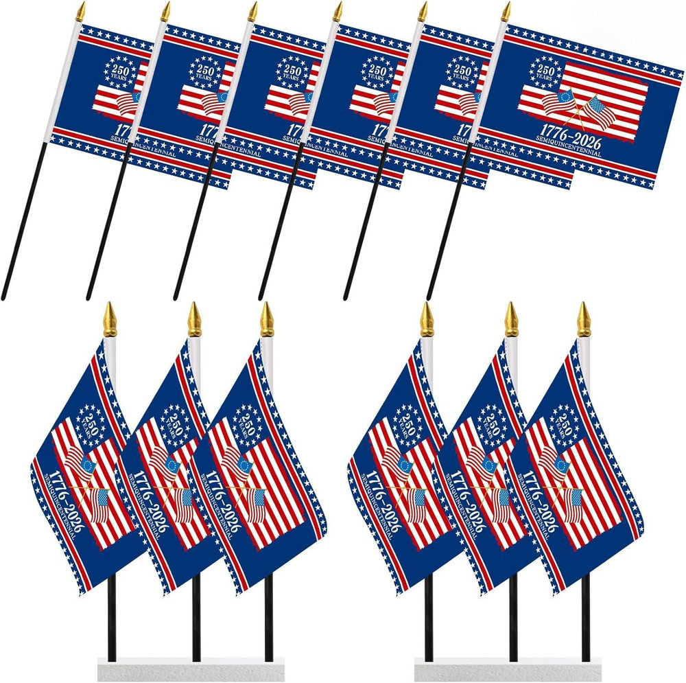 250 Anniversary Stick Flag 6pcs 250 Years 1776-2026 Semiquincentennial 250th ...