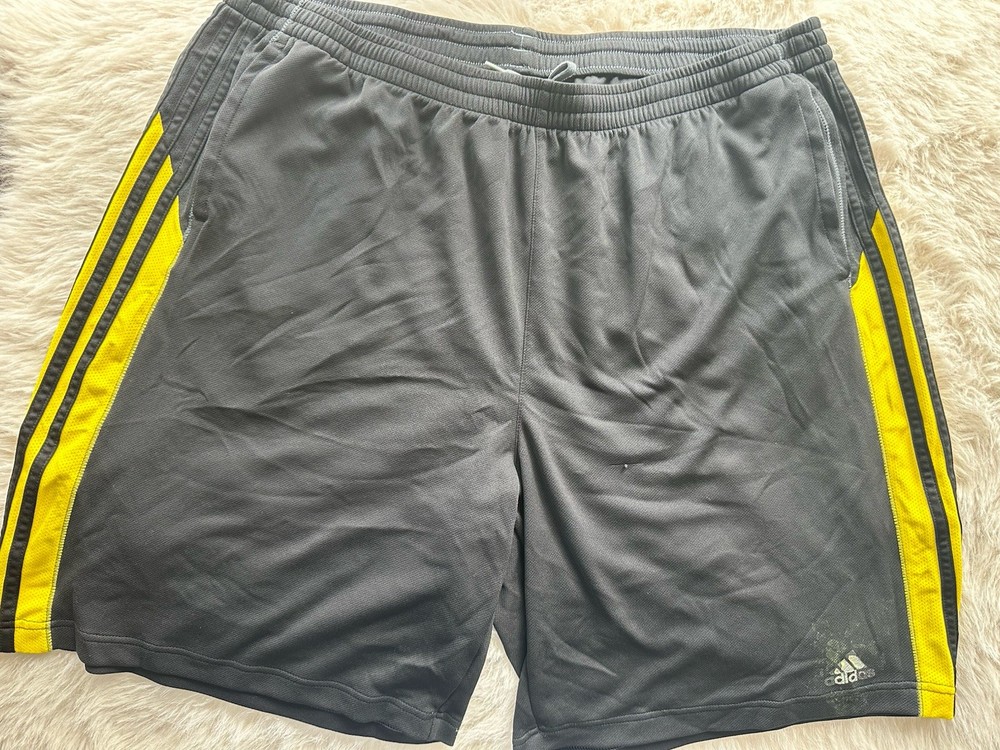 Adidas 2XL Active Columbus Crew Colors Athletic Shorts Black Yellow Workout Gym